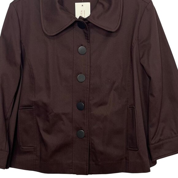 Terracotta Button-Up Brown Jacket Womens 12 Brown New Cropped Short - Picture 4 of 9